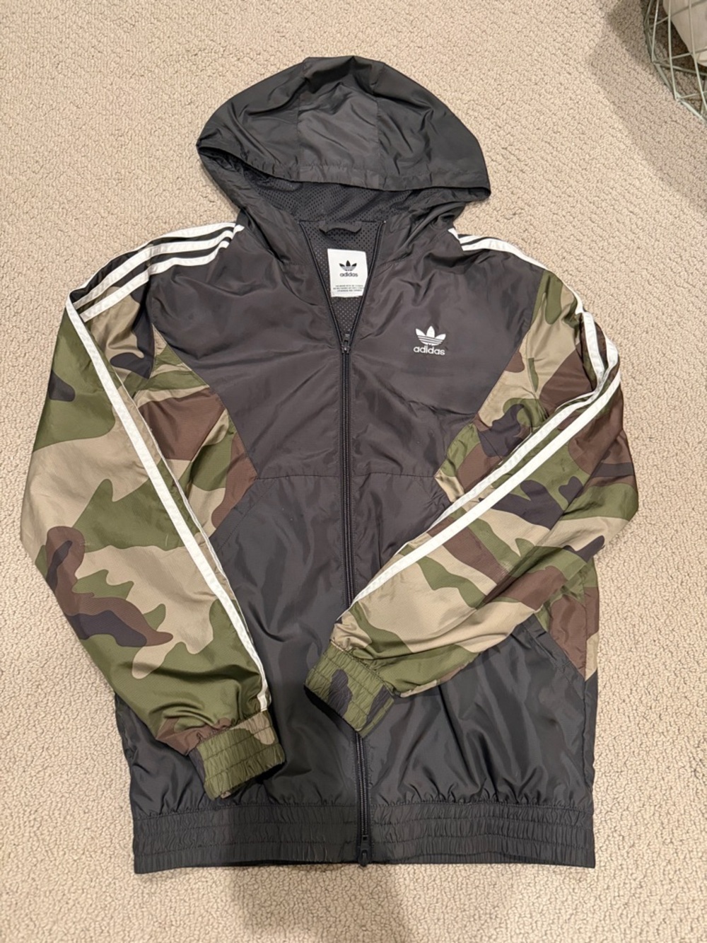 Adidas Camo Windbreaker Jacket - Black & Green